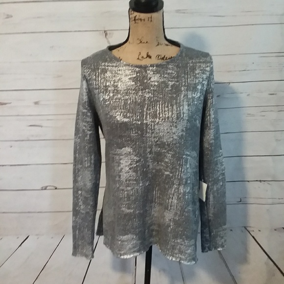 Mystic Sweaters - Open Back Metallic Burnout Sweater by Mystic LA